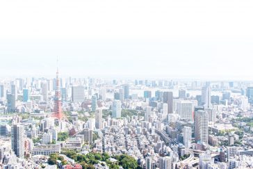 東京タワーがある街空撮